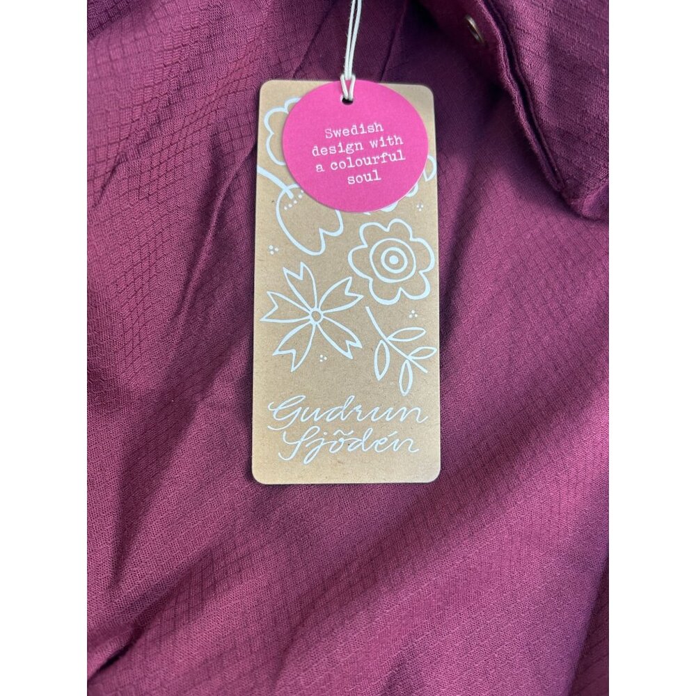 Gudrun Sjödén Womens Benedita Woven Dress Organic Cotton Large Burgundy New $104 - Picture 4 of 9